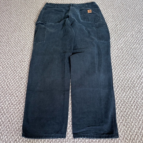 Vintage Carhartt B11 Black Work Pants Men’s 38x32 Baggy Faded - Picture 3 of 8